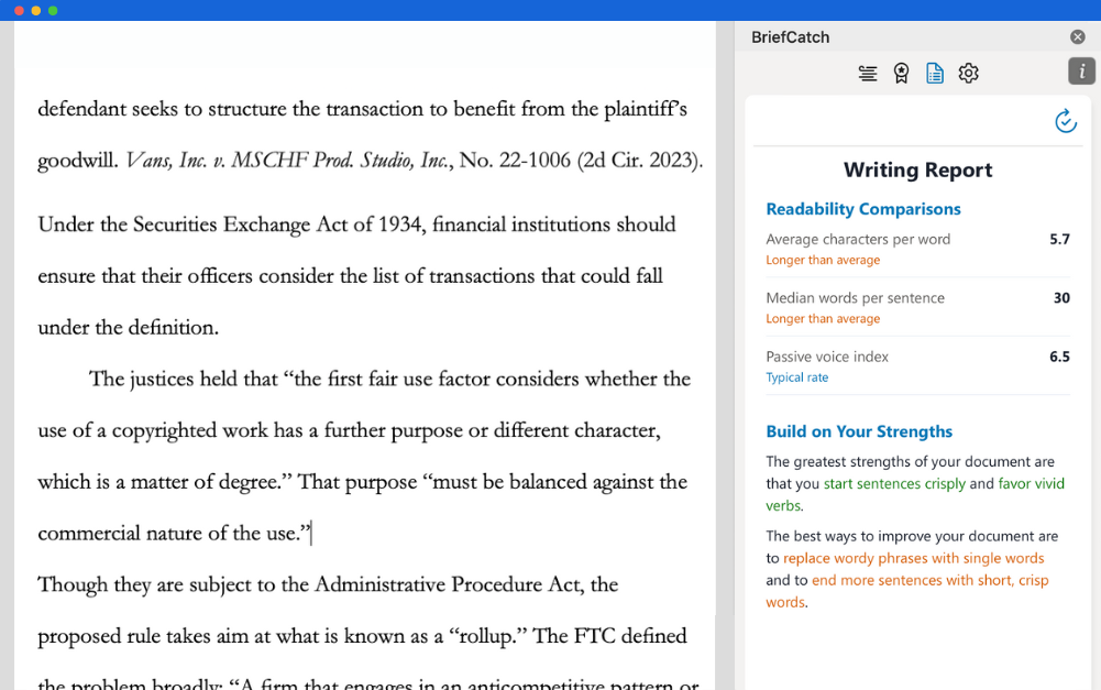 screenshot of BriefCatch
