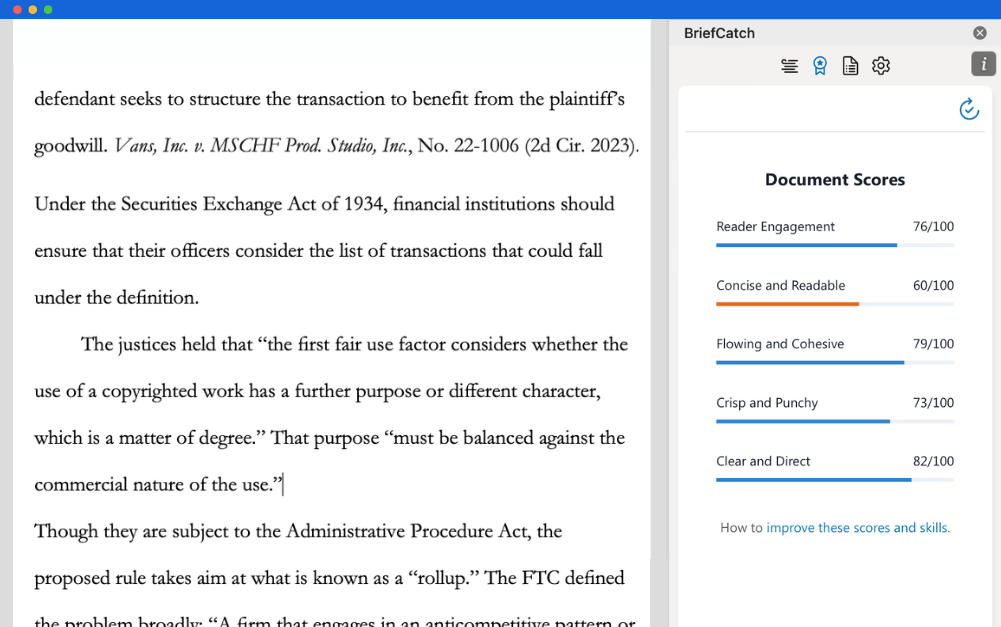 screenshot of BriefCatch