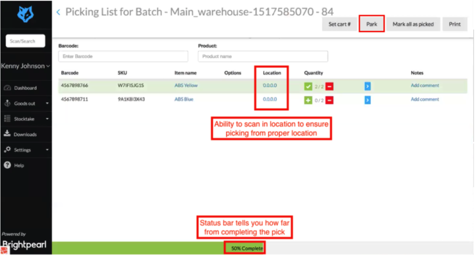 screenshot of Brightpearl