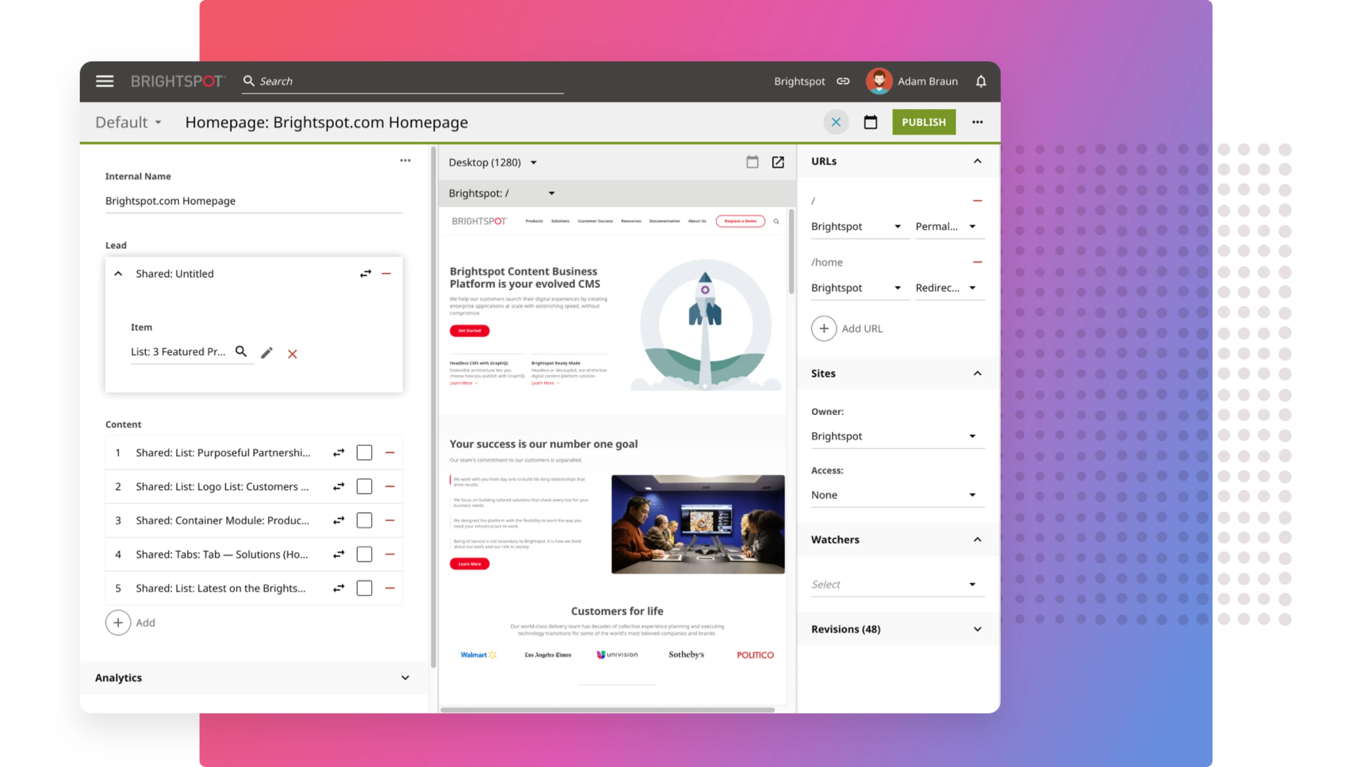 screenshot of Brightspot