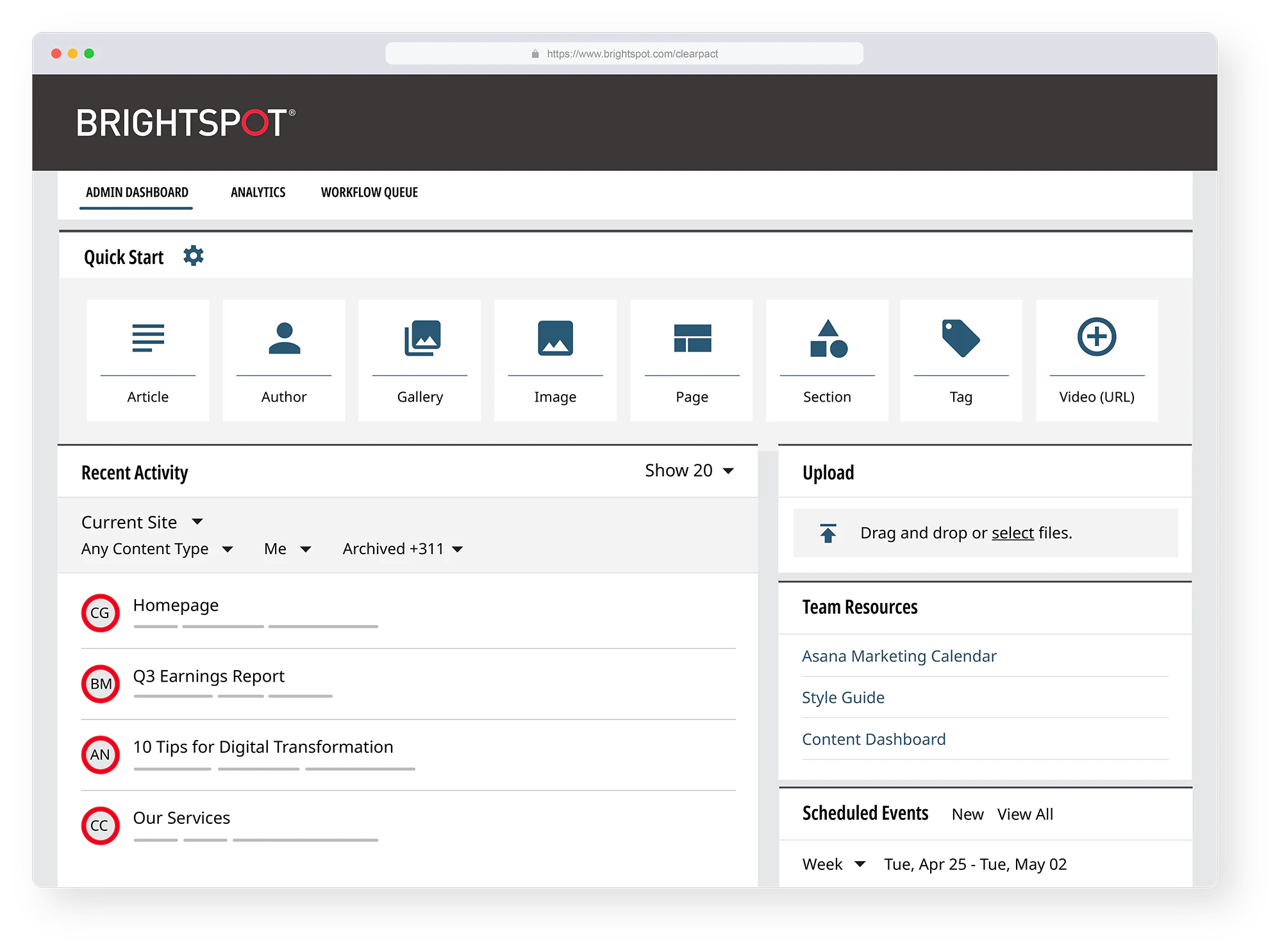 screenshot of Brightspot