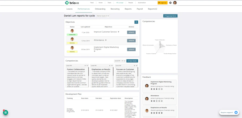 screenshot of BrioHR