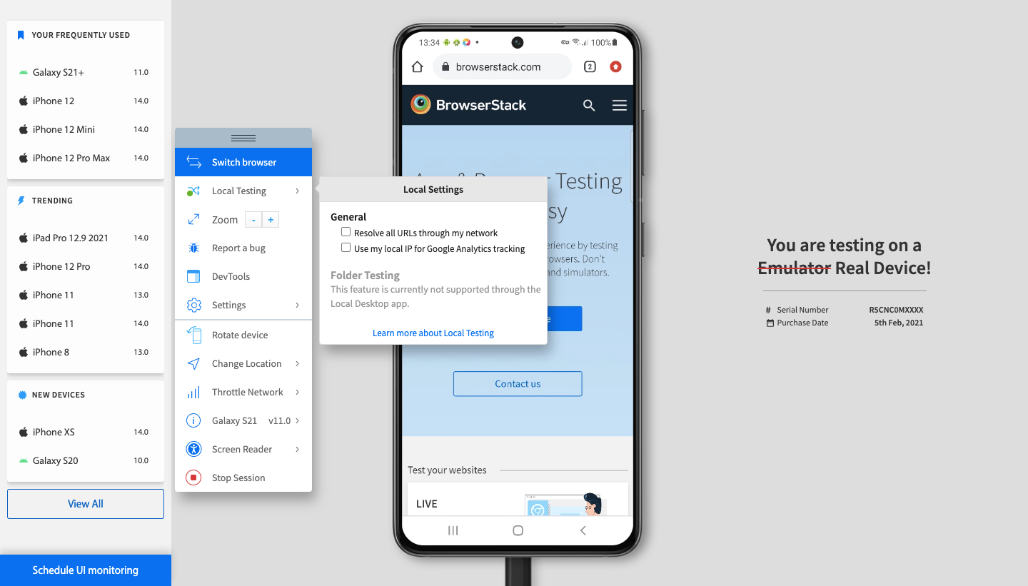 screenshot of BrowserStack