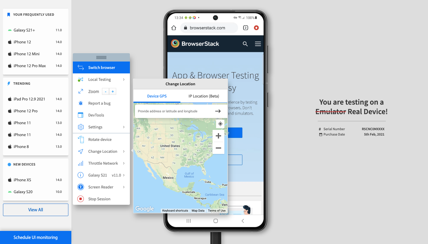screenshot of BrowserStack