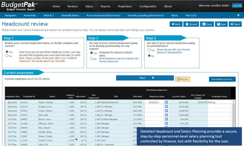 screenshot of BudgetPak