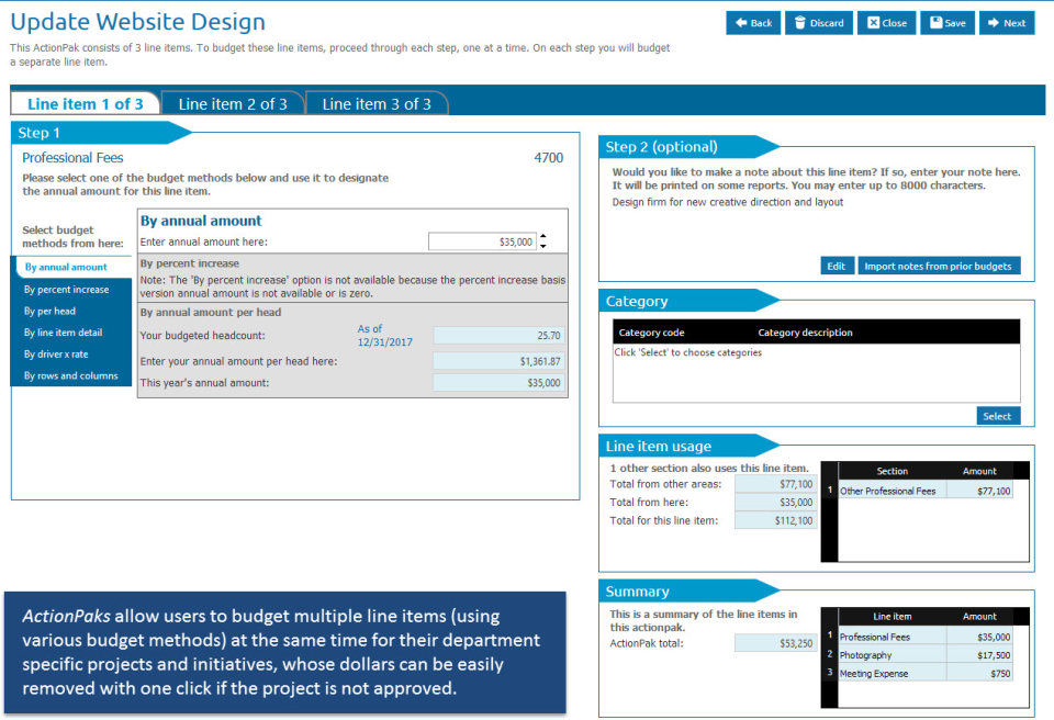 screenshot of BudgetPak