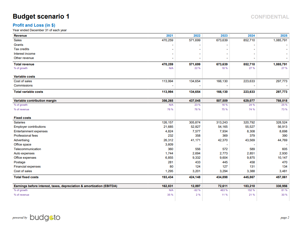 screenshot of Budgeto