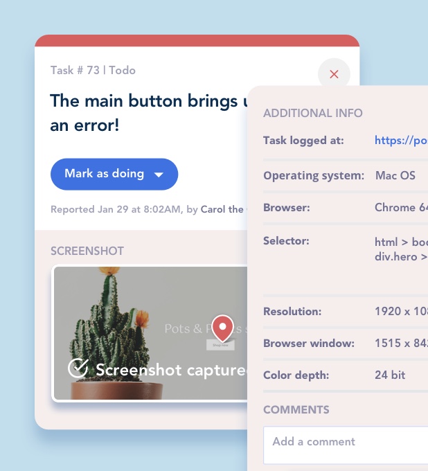 screenshot of BugHerd