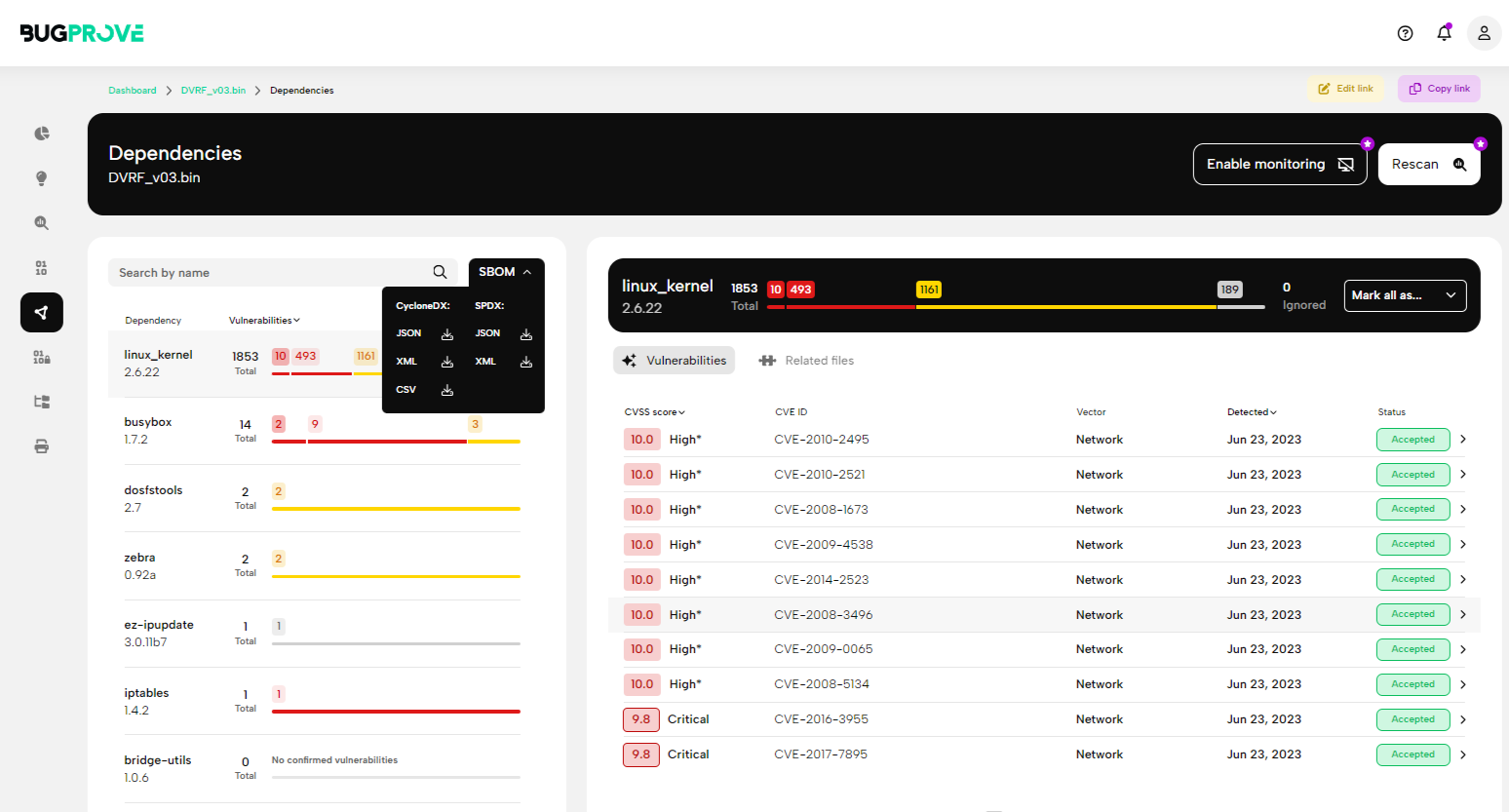 screenshot of BugProve