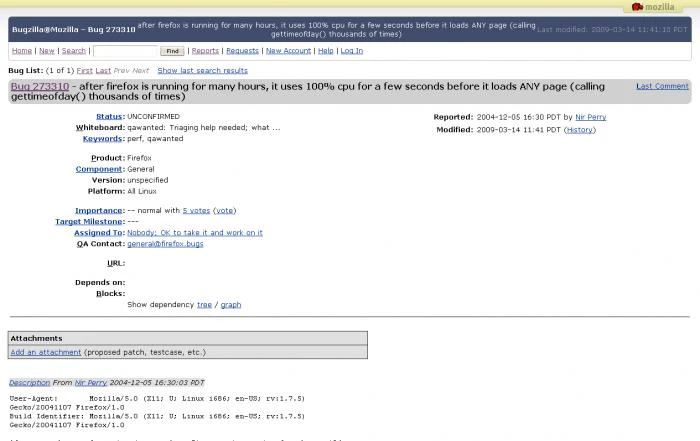 screenshot of Bugzilla