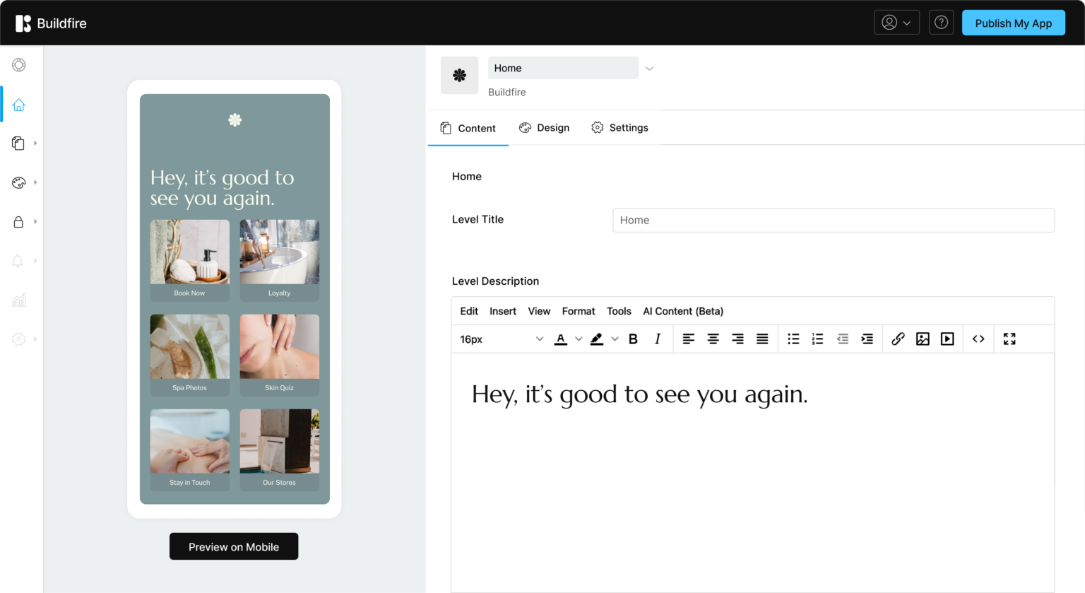 screenshot of BuildFire