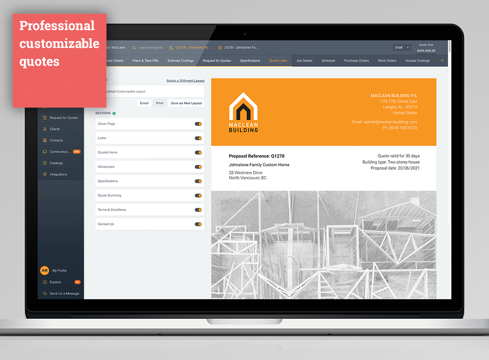 screenshot of Buildxact