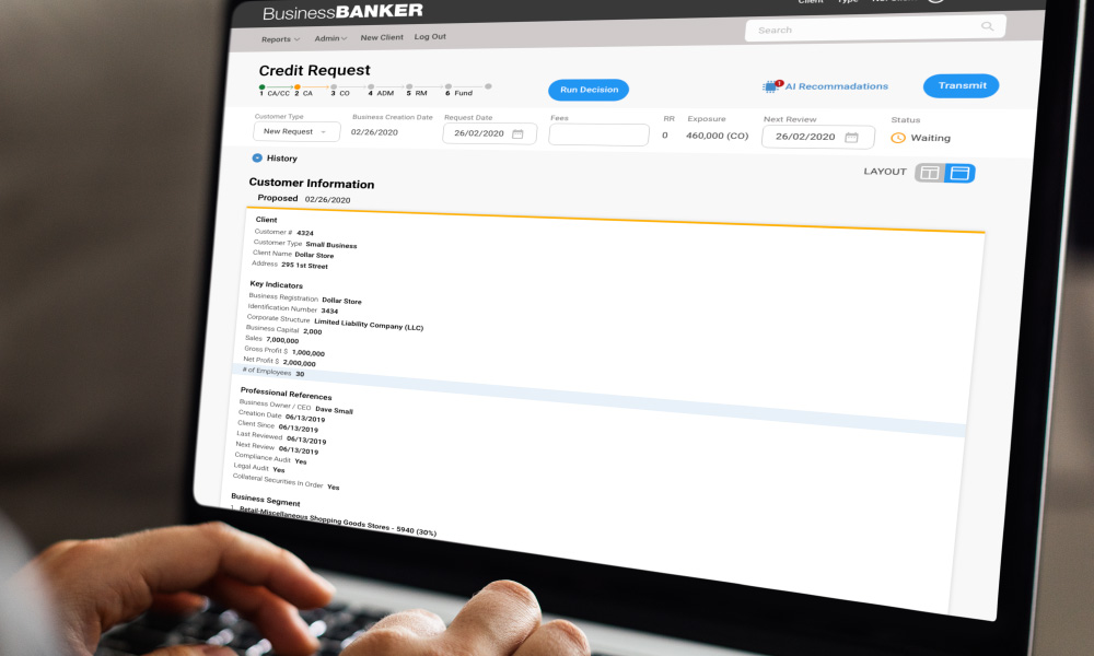 screenshot of BusinessBANKER