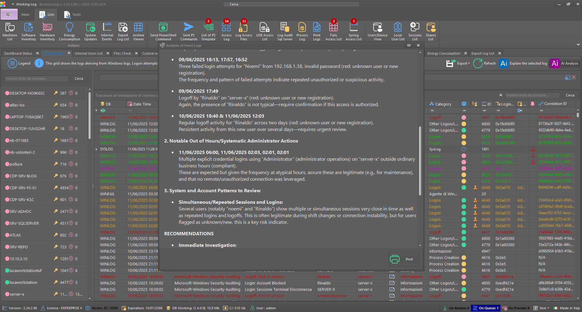 screenshot of BusinessLOG