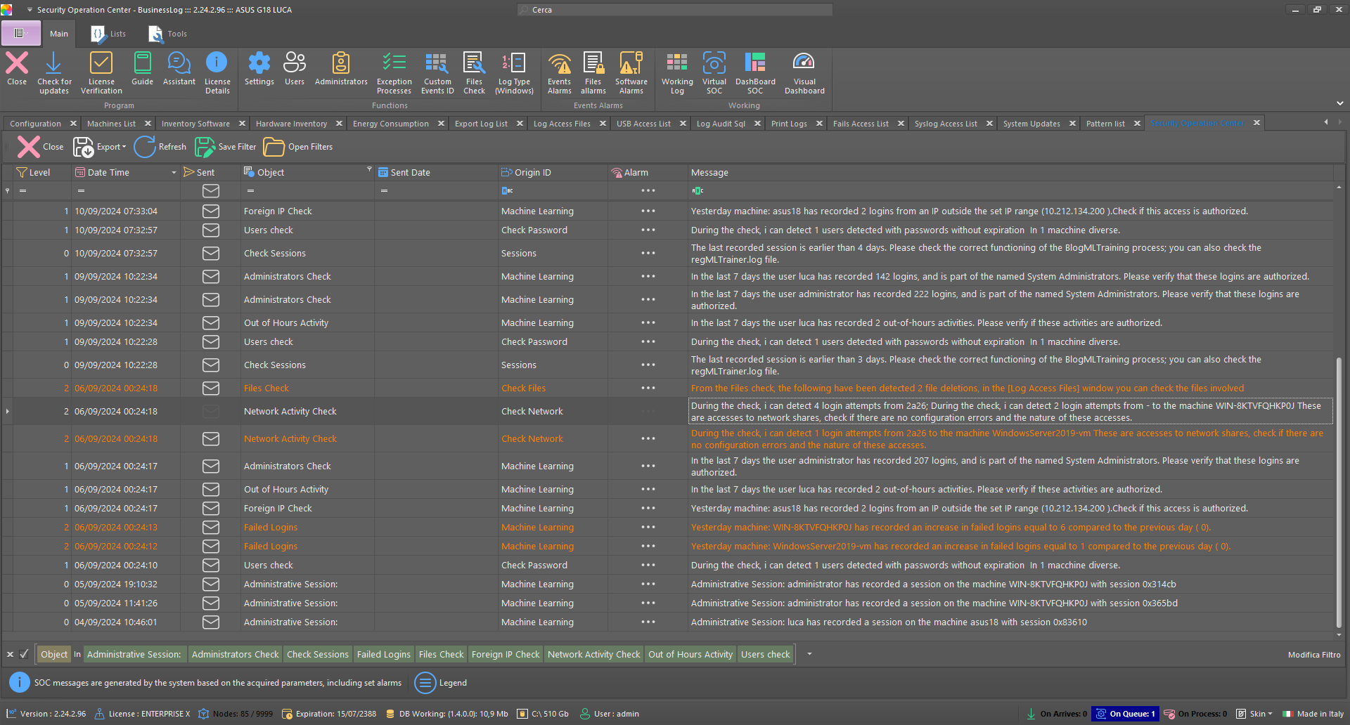 screenshot of BusinessLOG