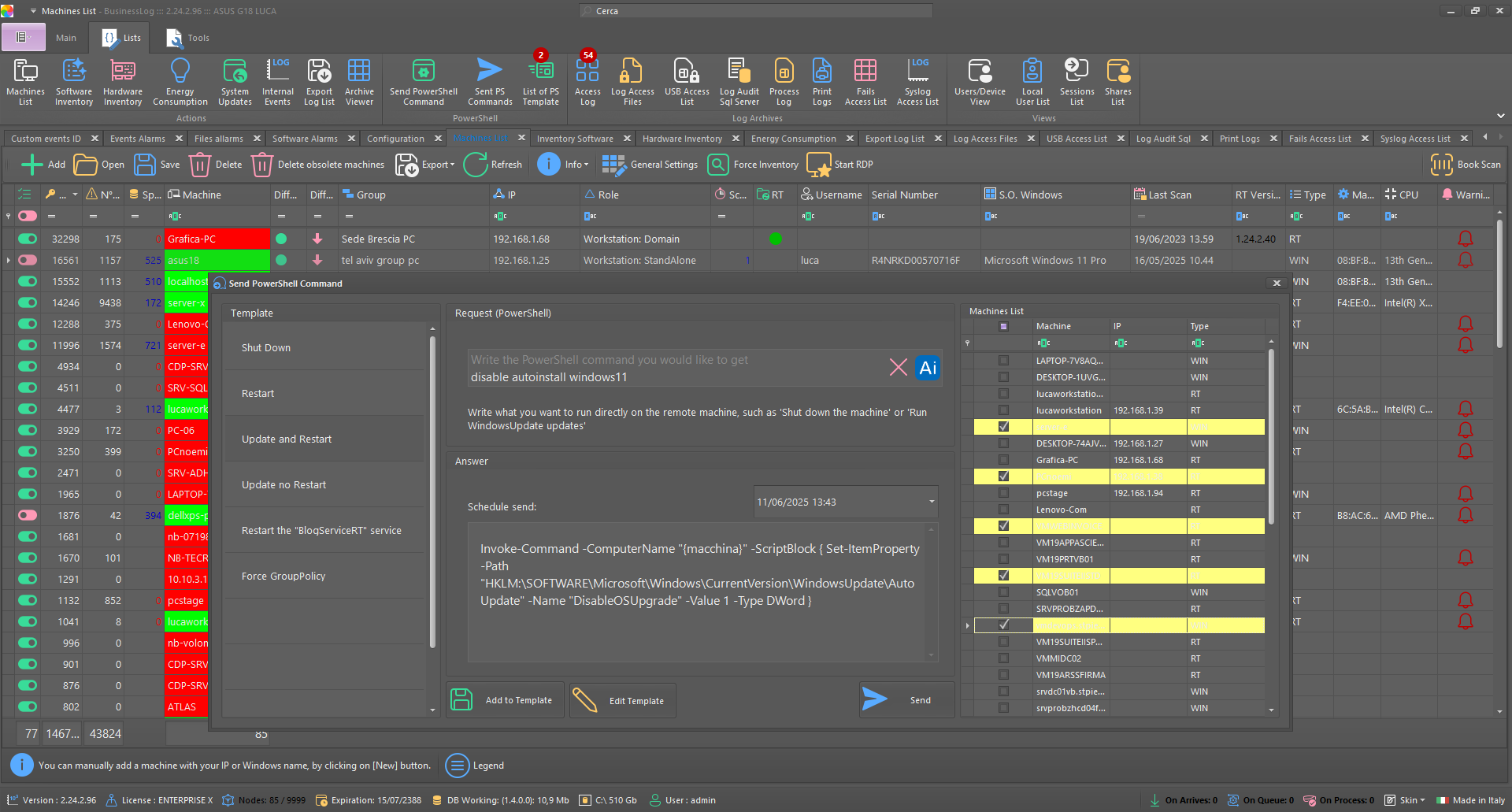 screenshot of BusinessLOG