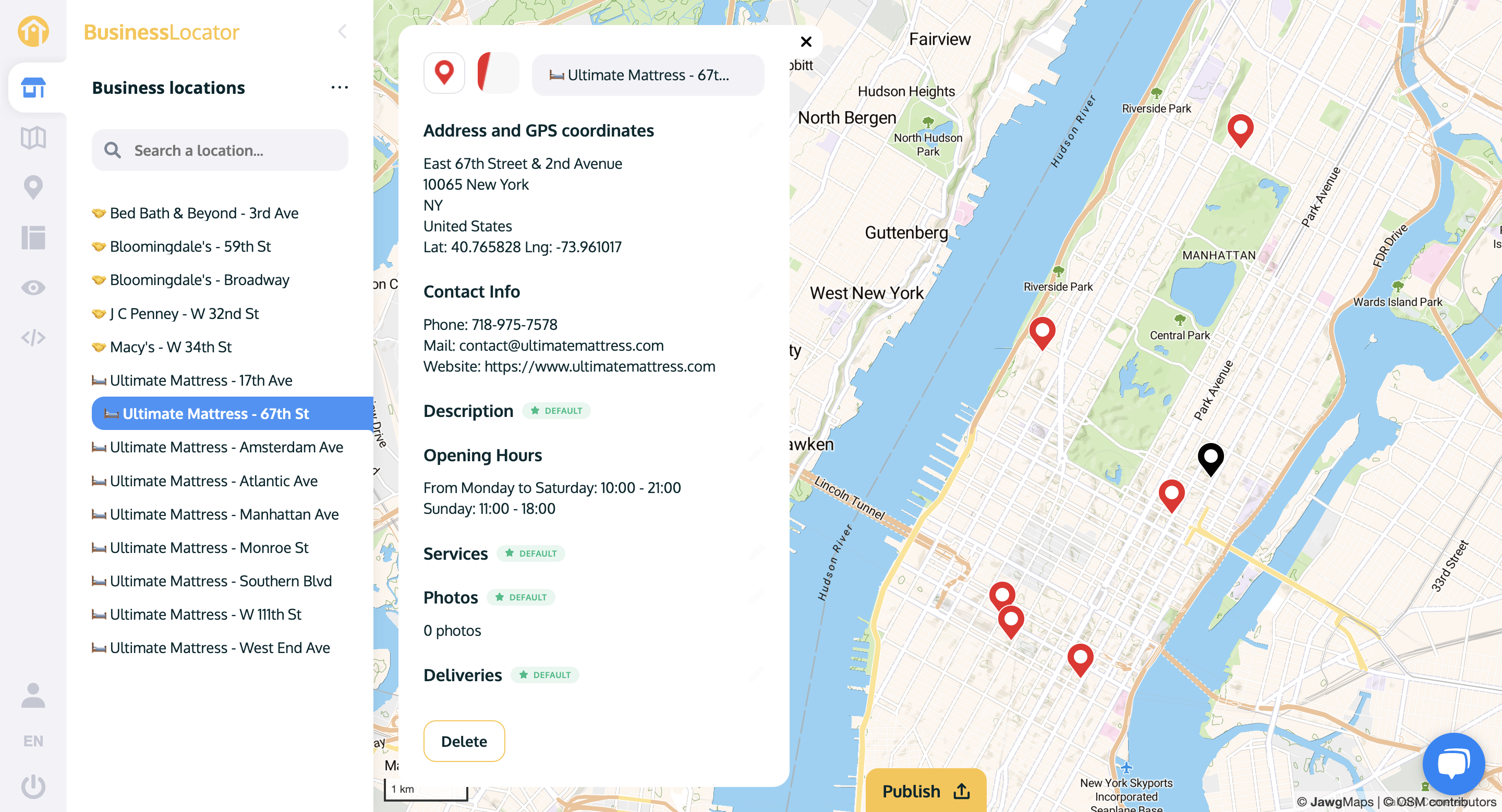 screenshot of BusinessLocator