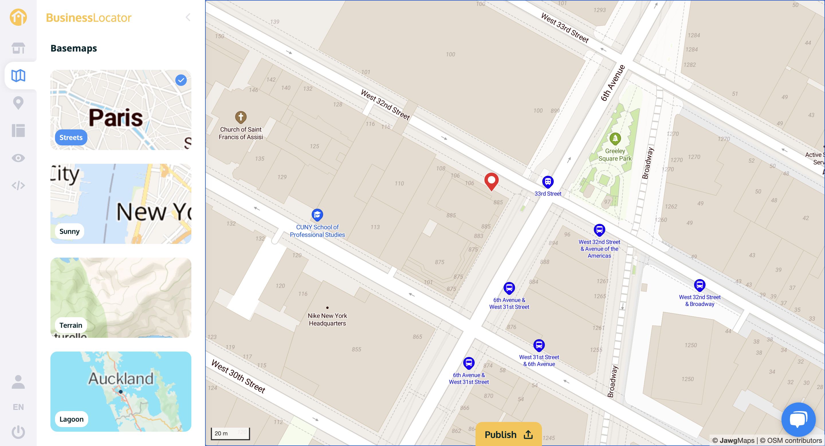 screenshot of BusinessLocator