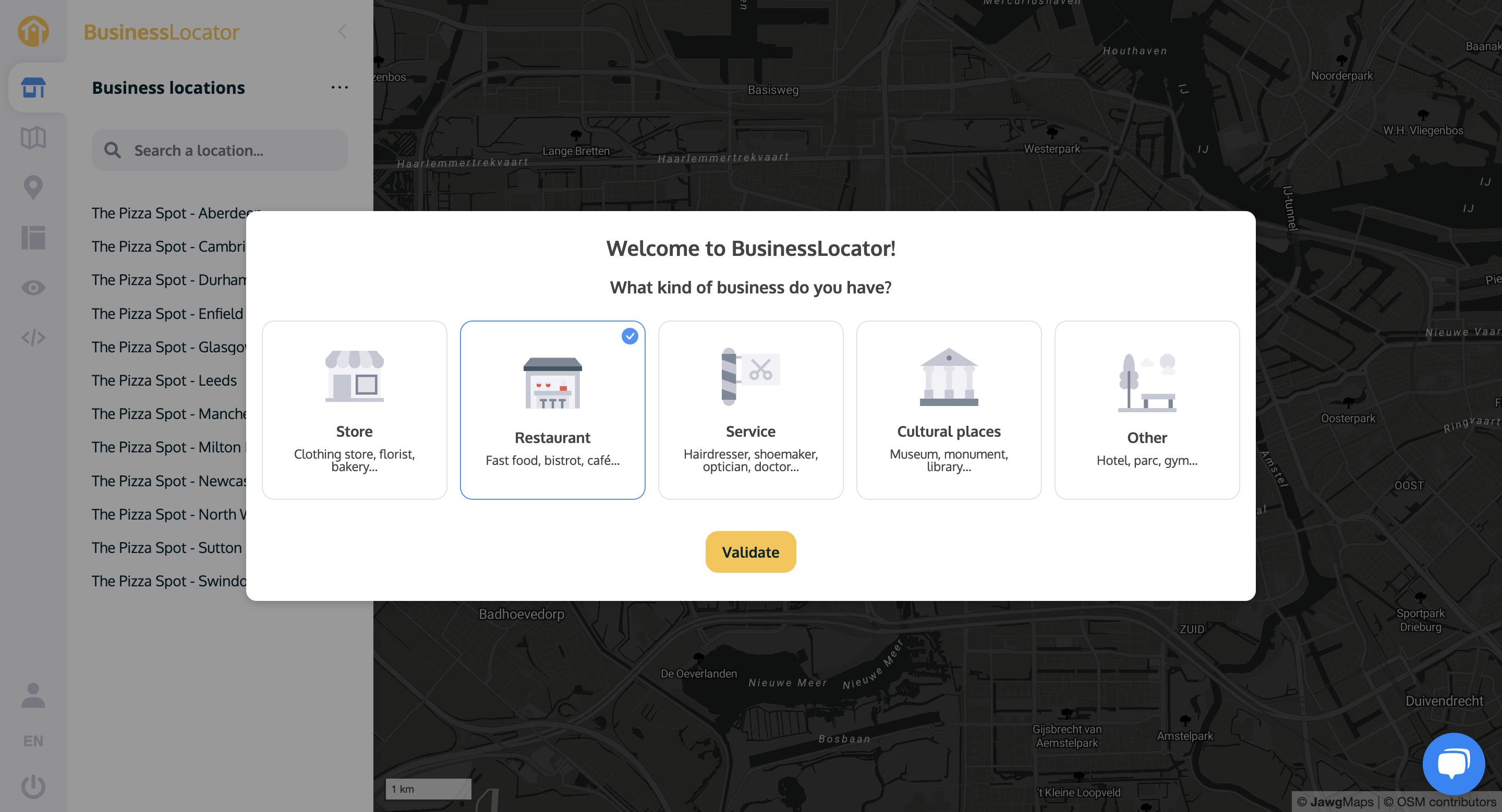 screenshot of BusinessLocator