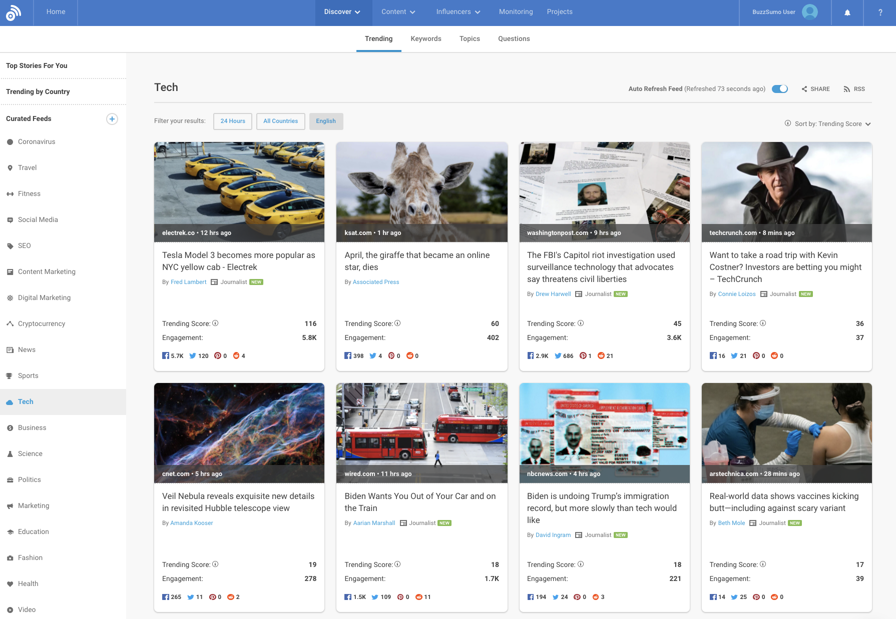 screenshot of BuzzSumo