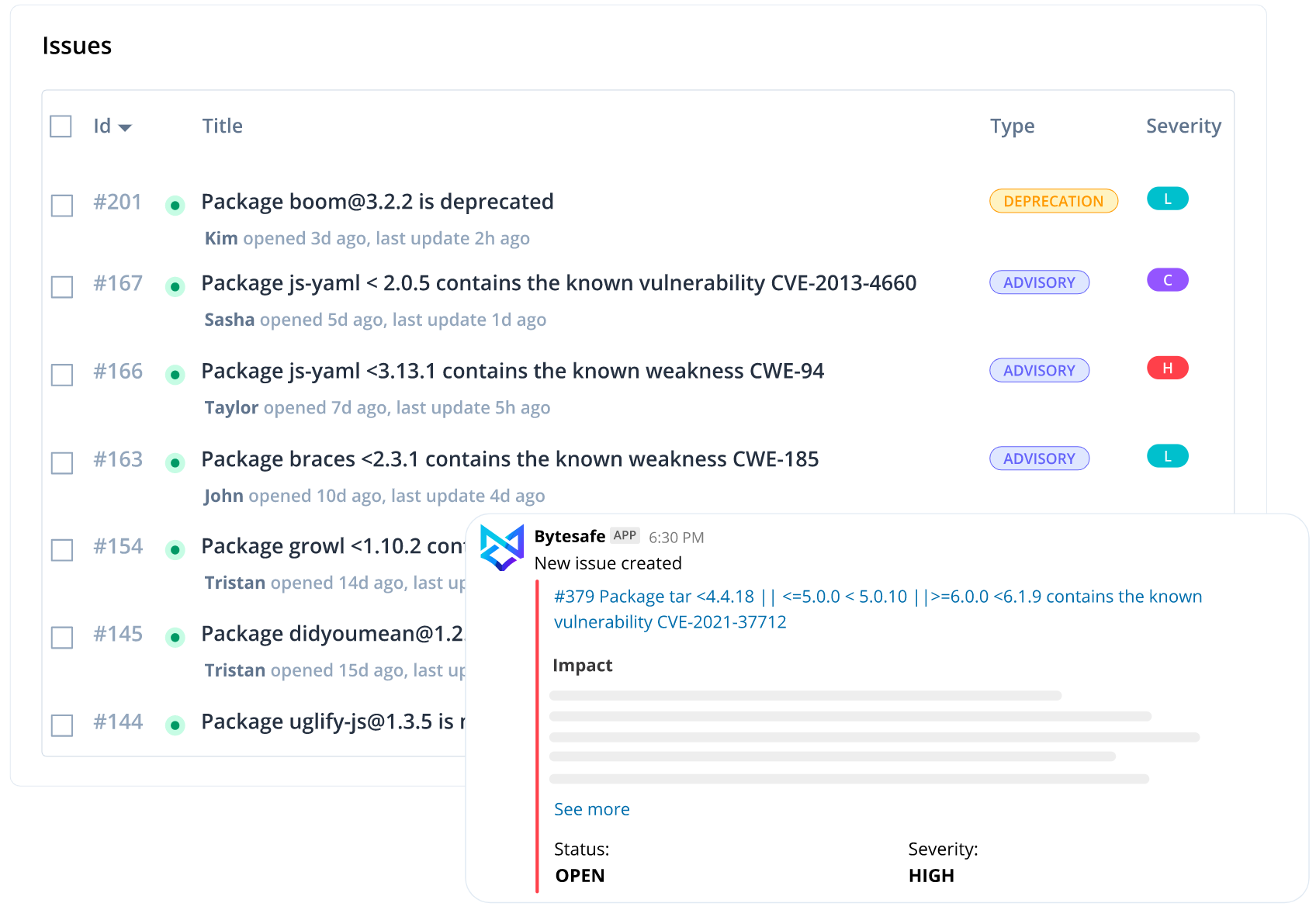 screenshot of Bytesafe