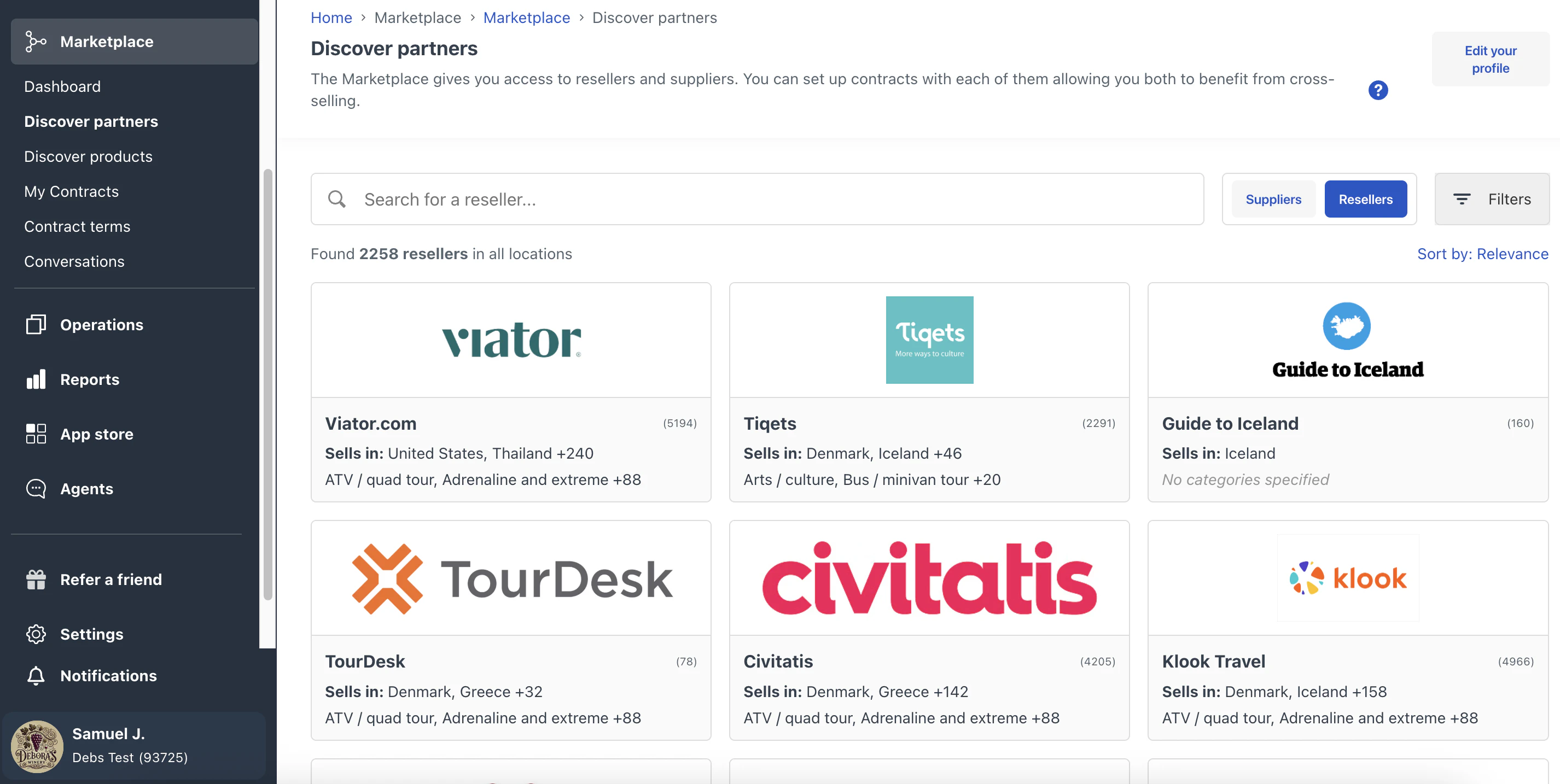 screenshot of Bókun