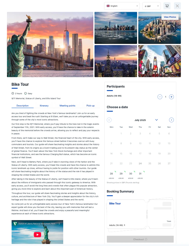 screenshot of Bókun