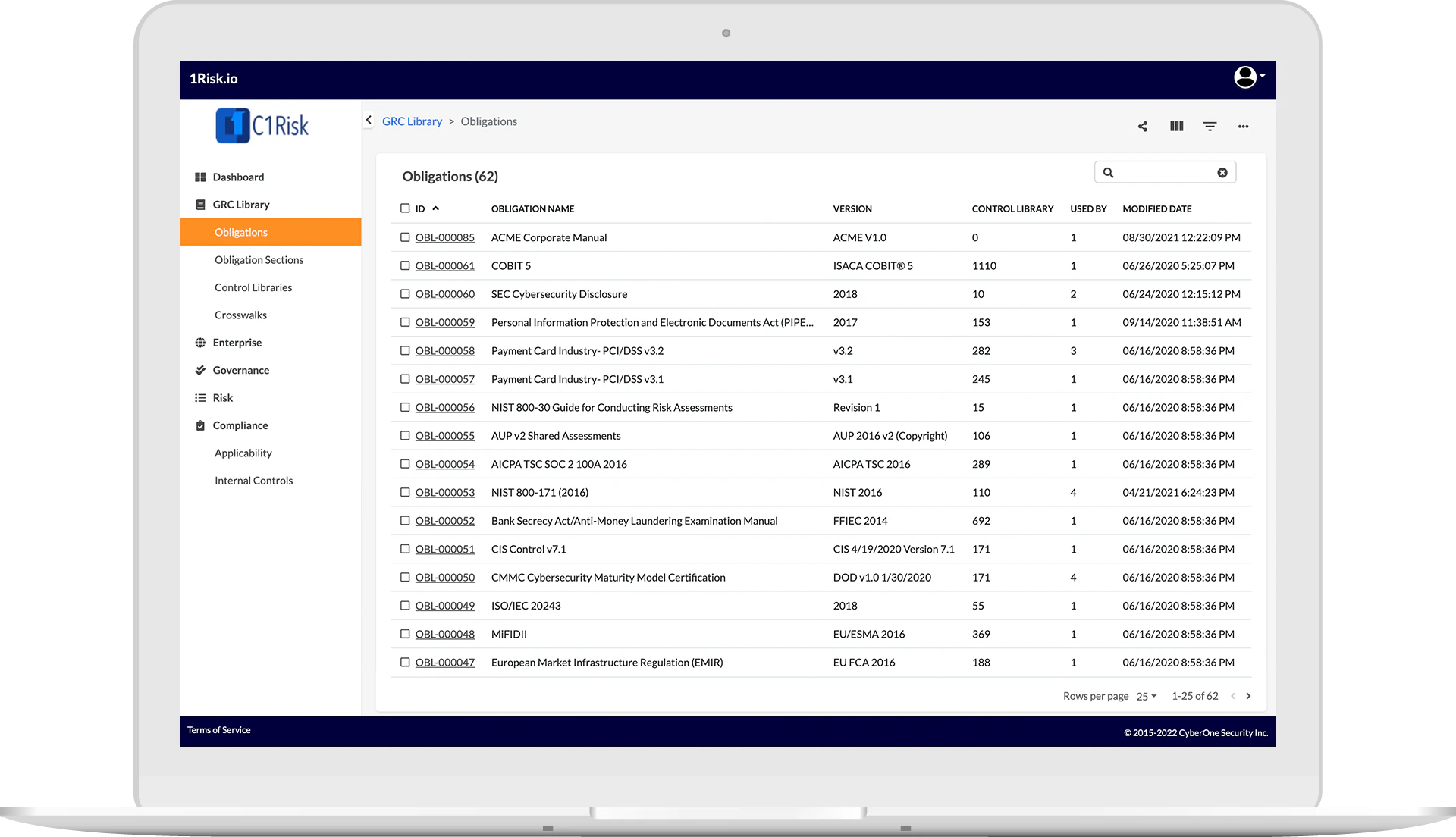 screenshot of C1Risk