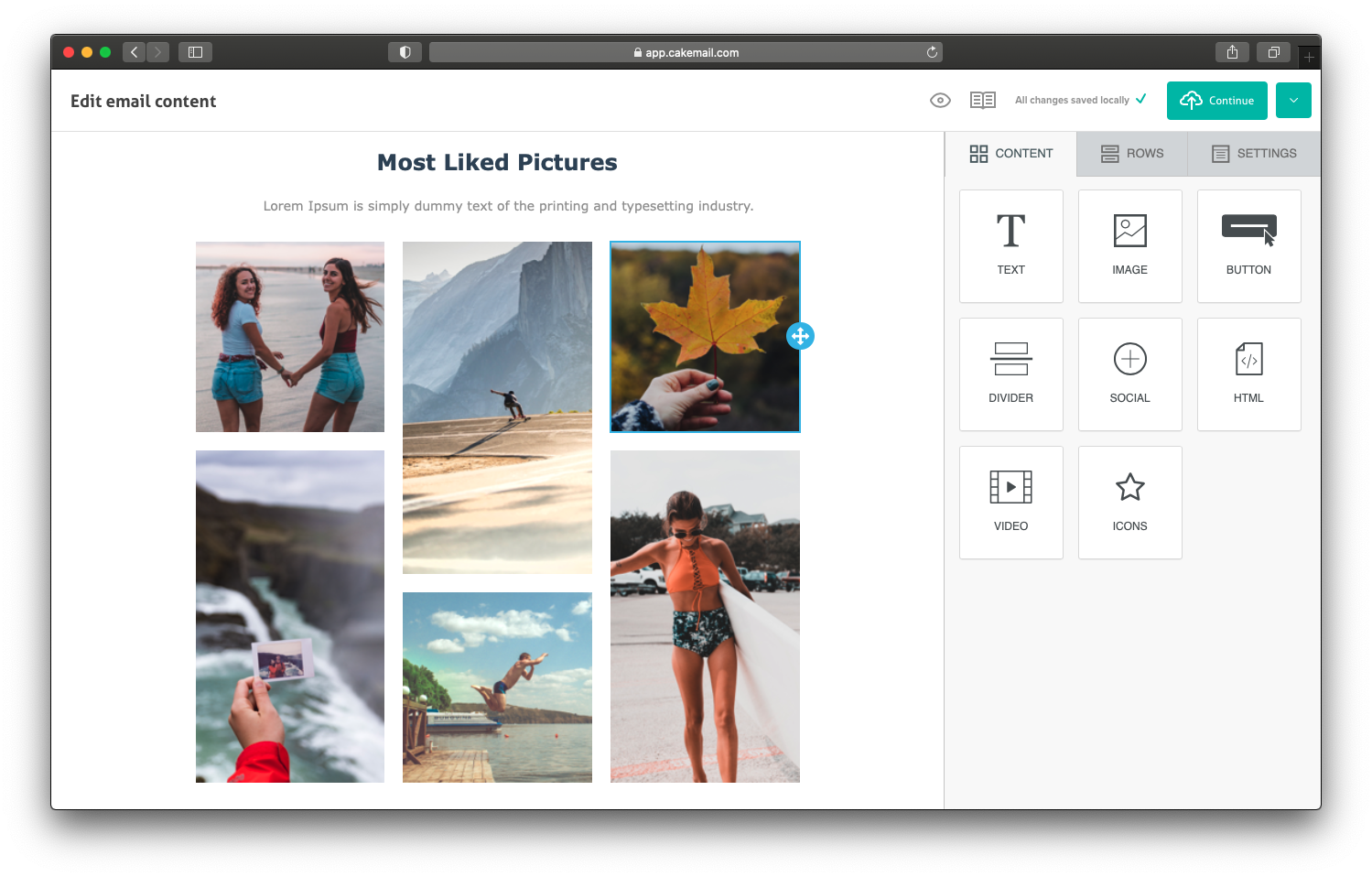 screenshot of CakeMail