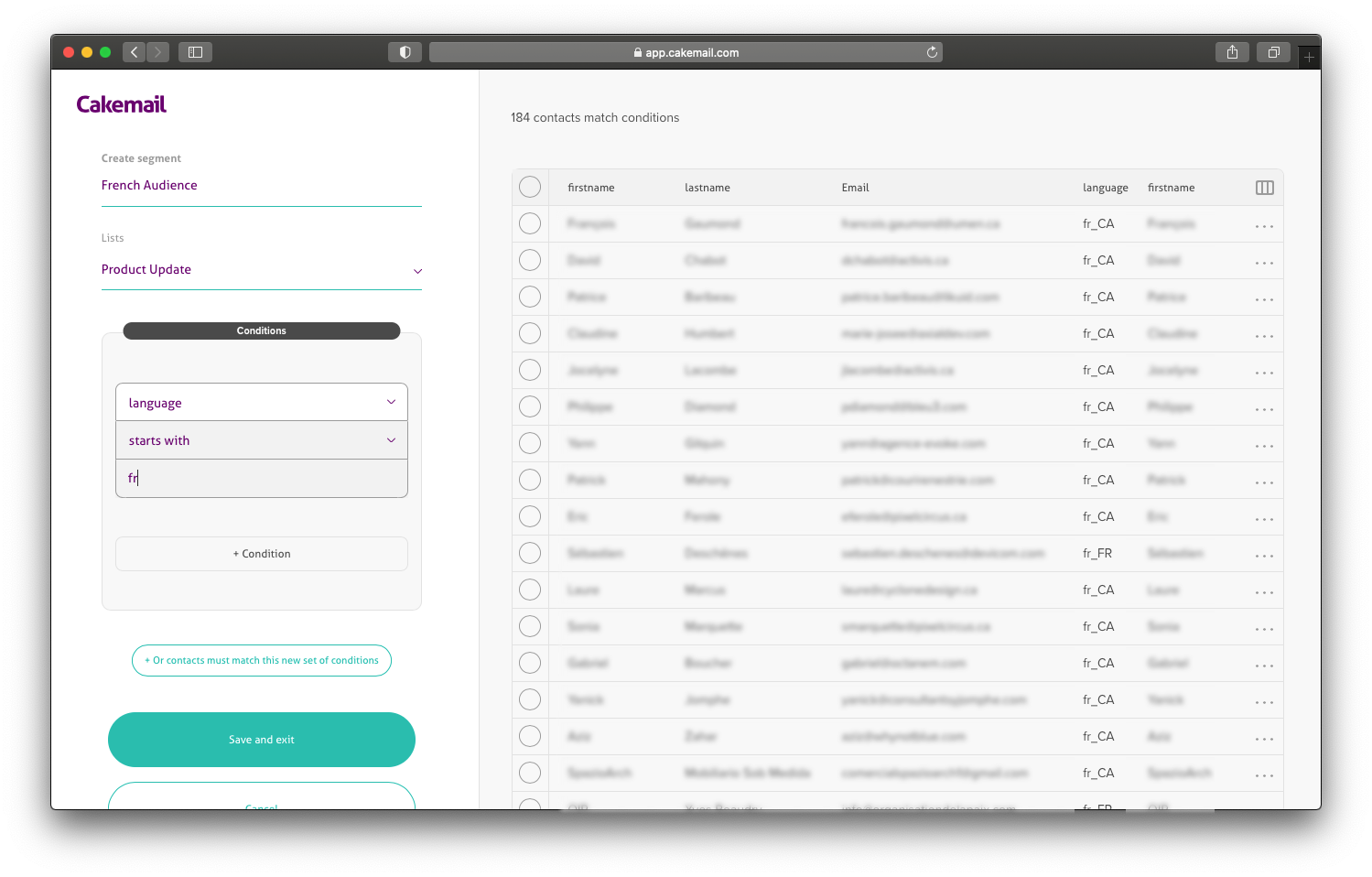 screenshot of CakeMail