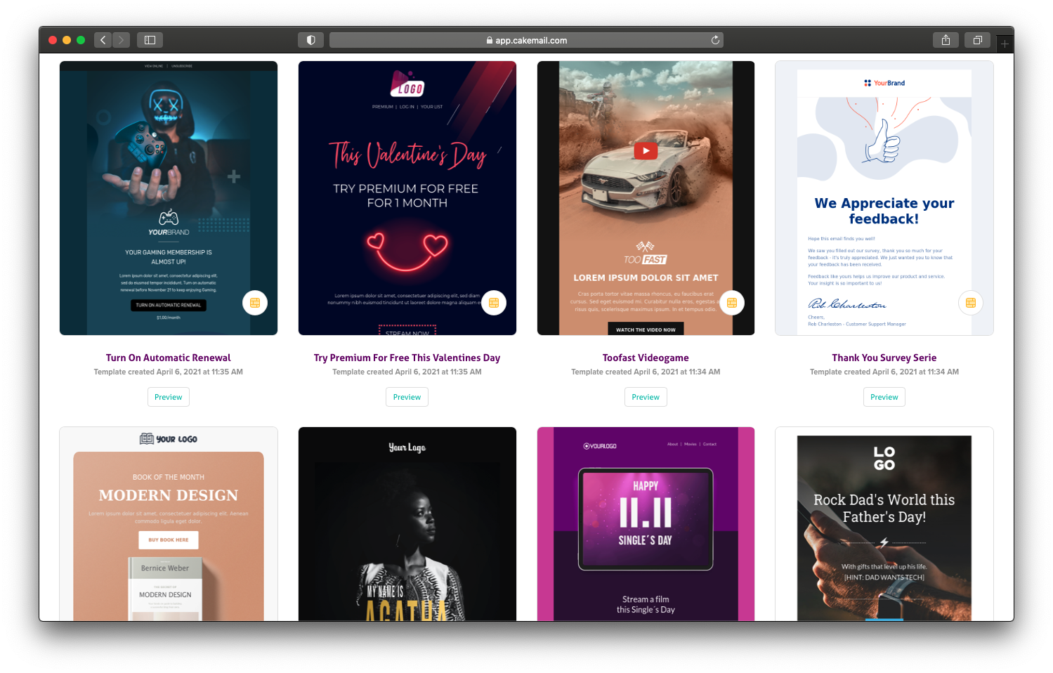 screenshot of CakeMail