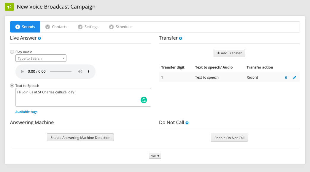 screenshot of CallHub