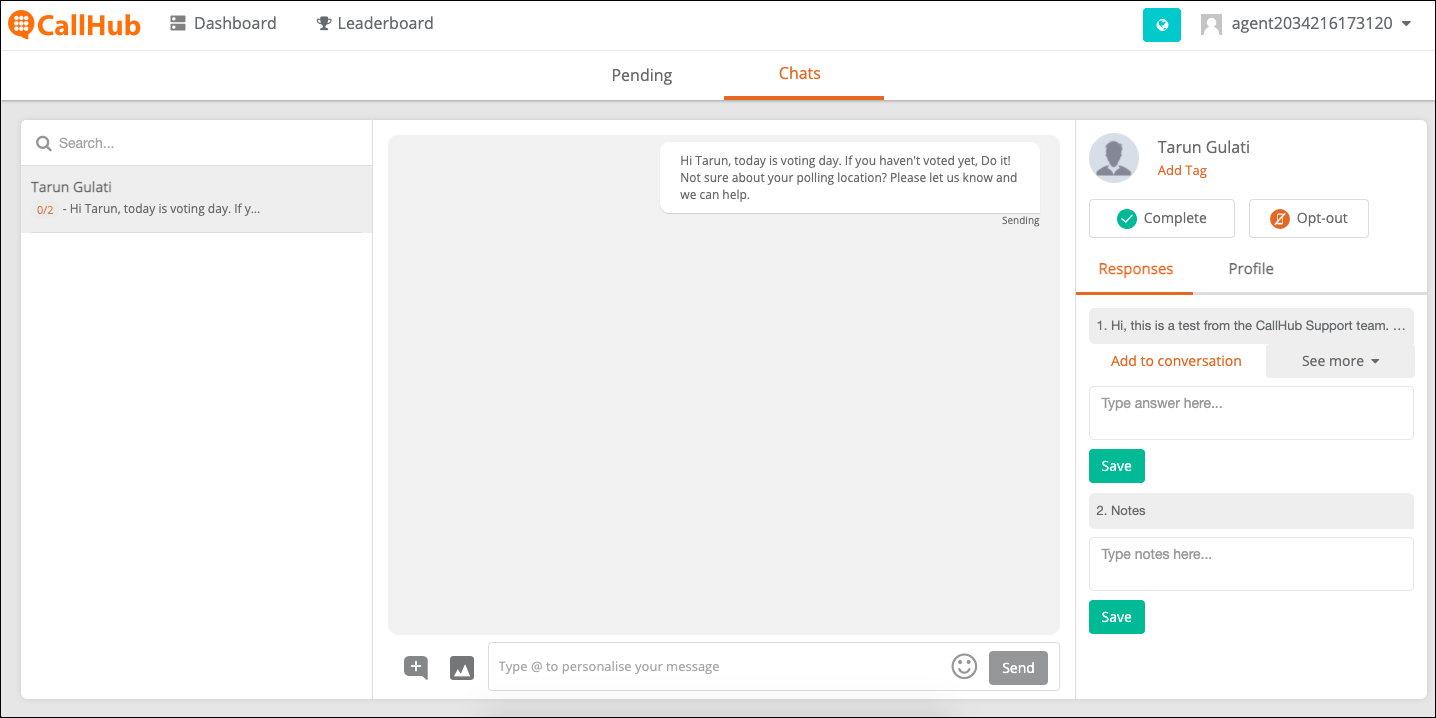 screenshot of CallHub