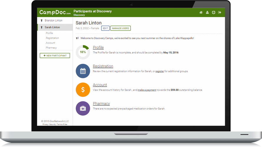 screenshot of CampDoc