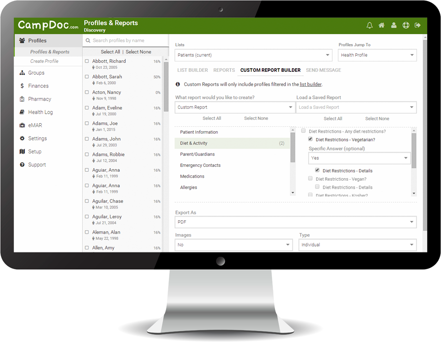 screenshot of CampDoc