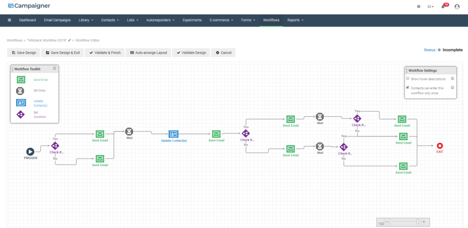 screenshot of Campaigner