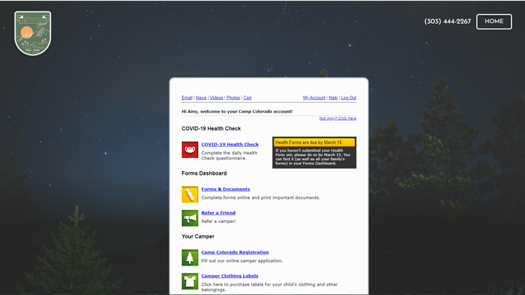 screenshot of Campminder