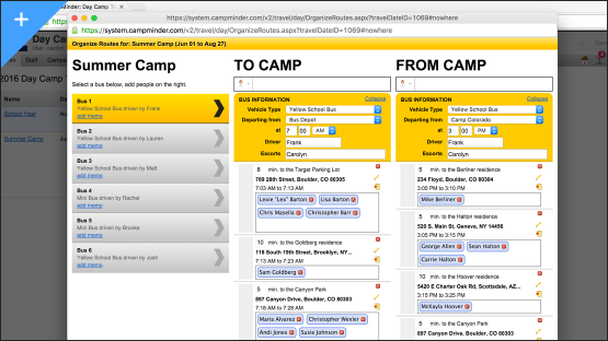 screenshot of Campminder