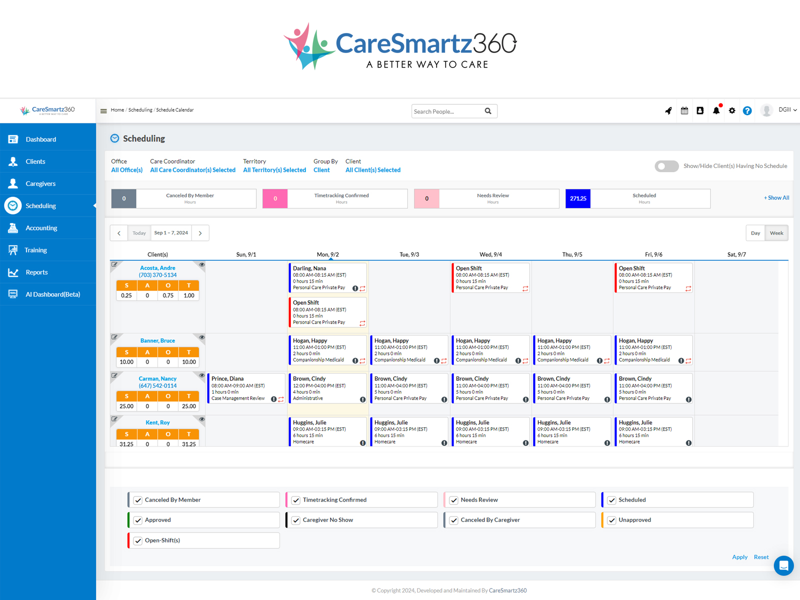 screenshot of CareSmartz360