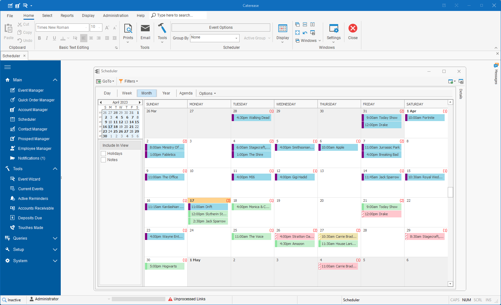 screenshot of Caterease