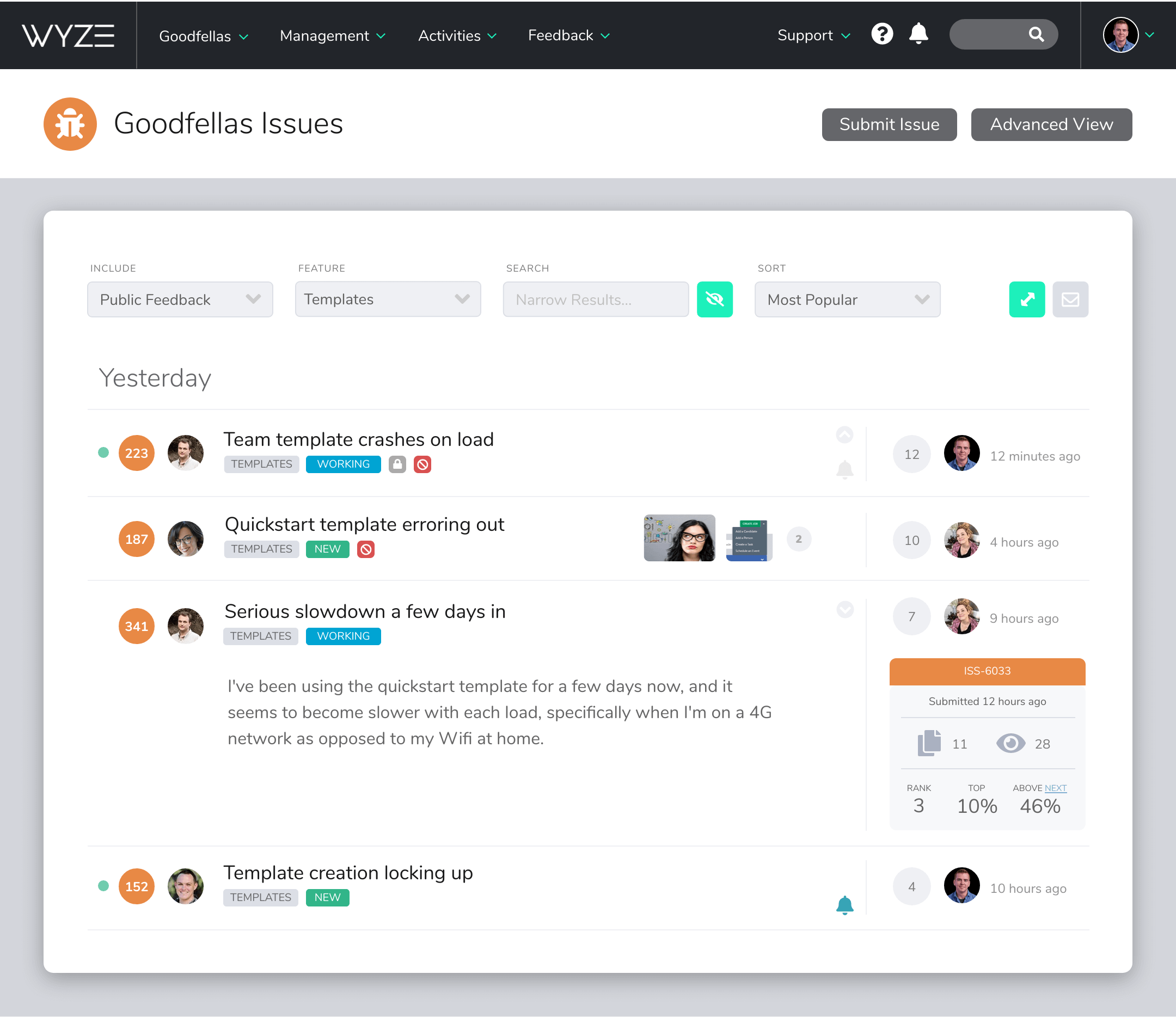 screenshot of Centercode