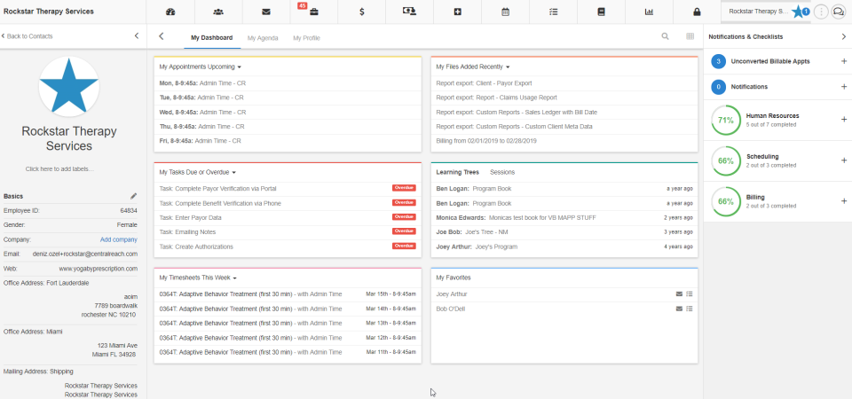 screenshot of CentralReach