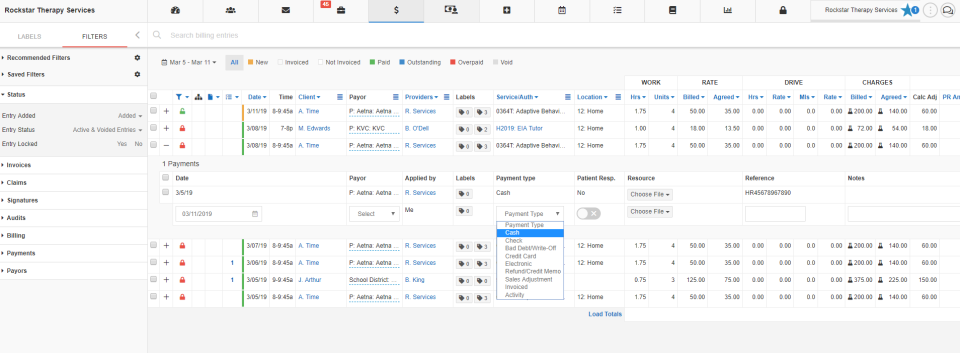 screenshot of CentralReach