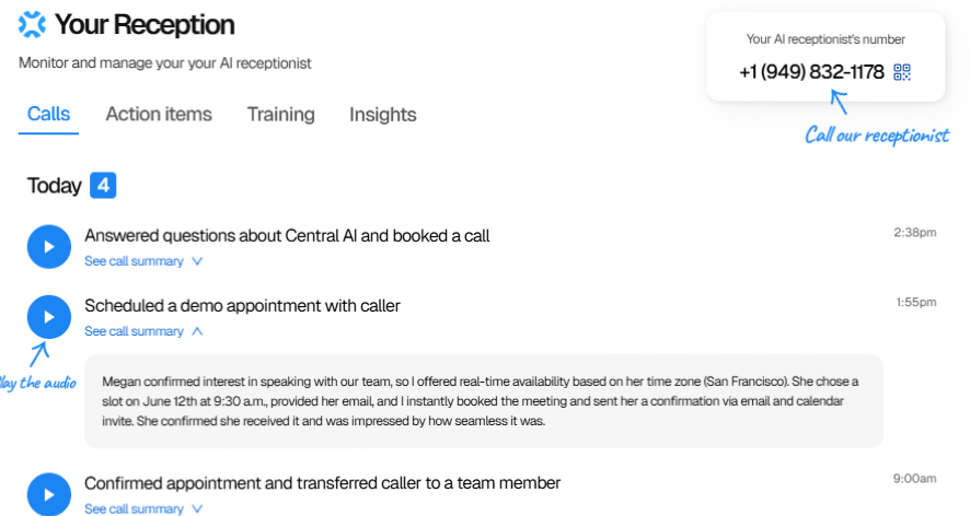 screenshot of Central