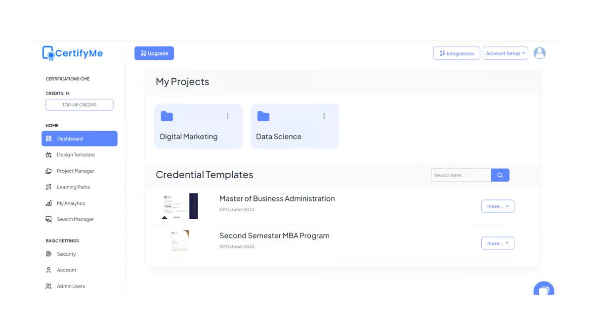 screenshot of CertifyMe