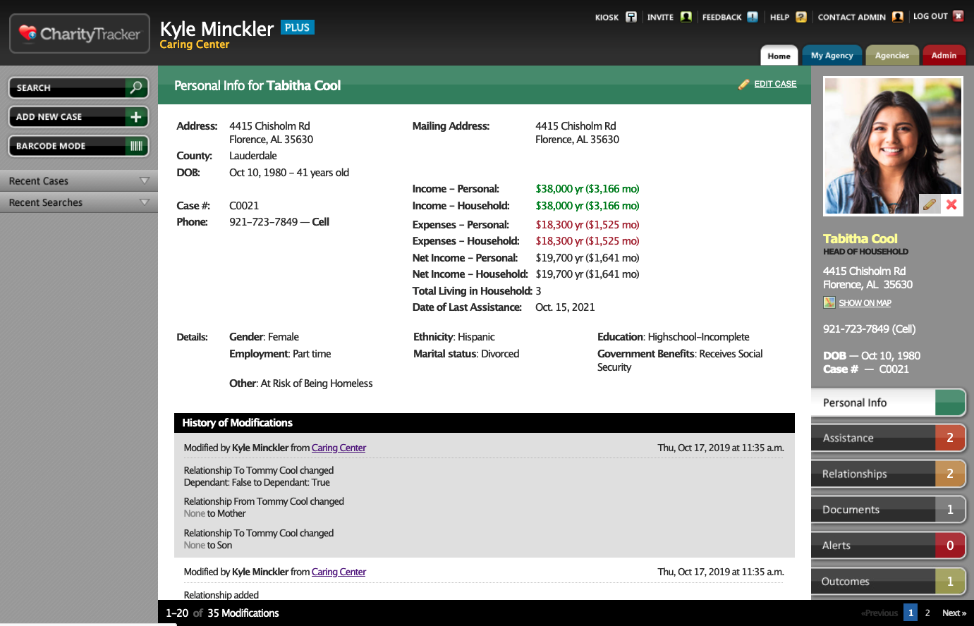 screenshot of CharityTracker