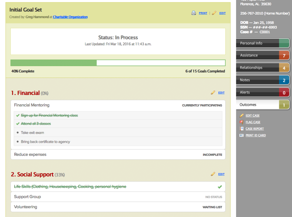 screenshot of CharityTracker