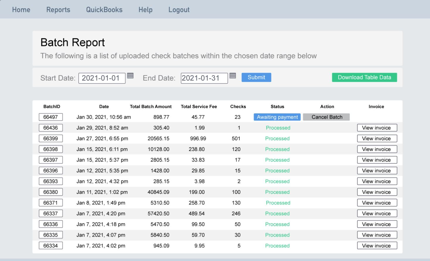 screenshot of Checkflo