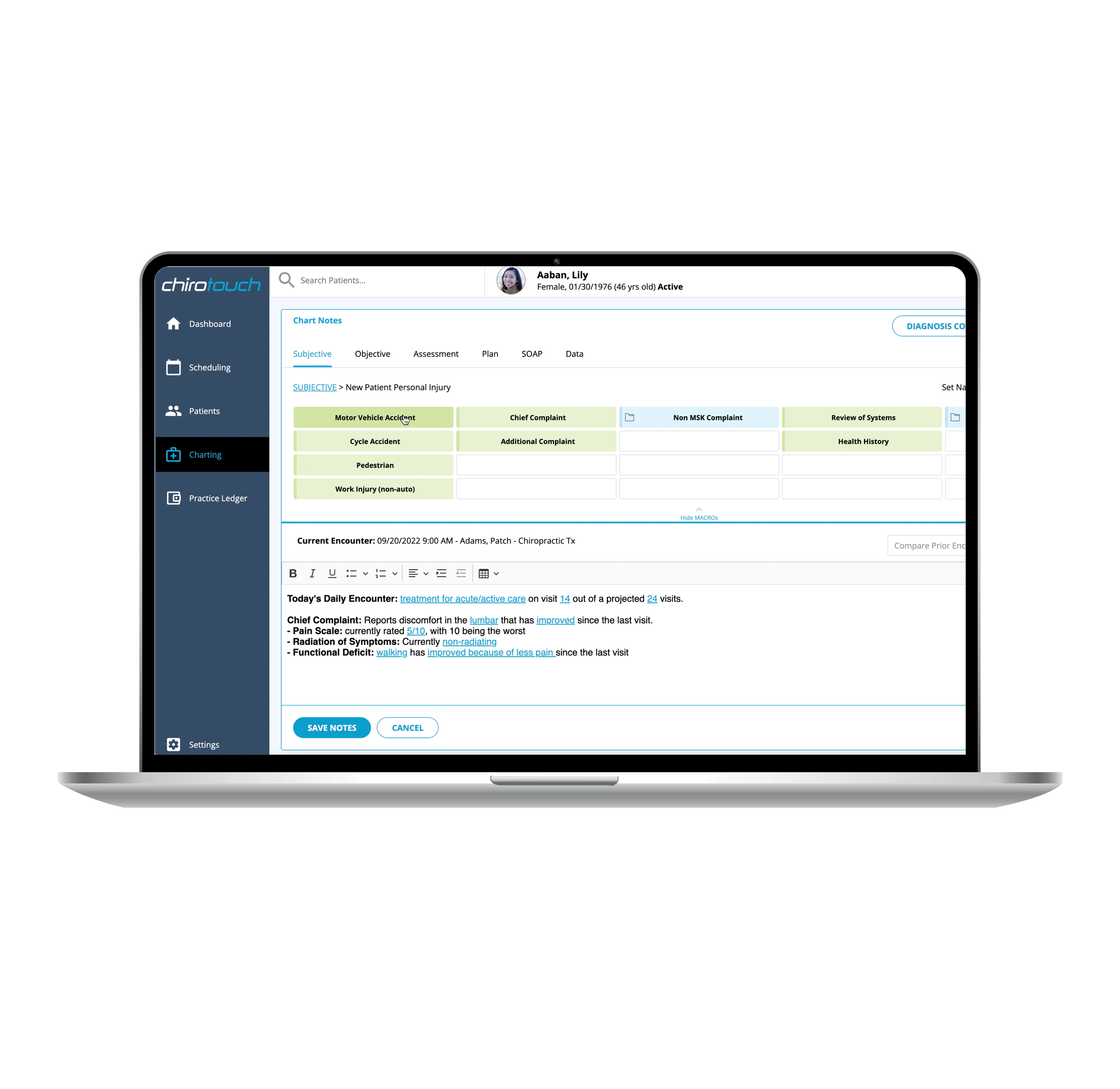screenshot of ChiroTouch