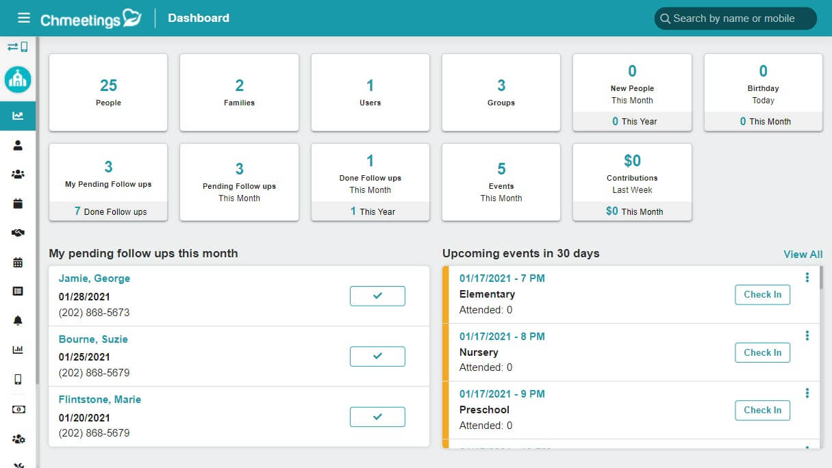 screenshot of Chmeetings